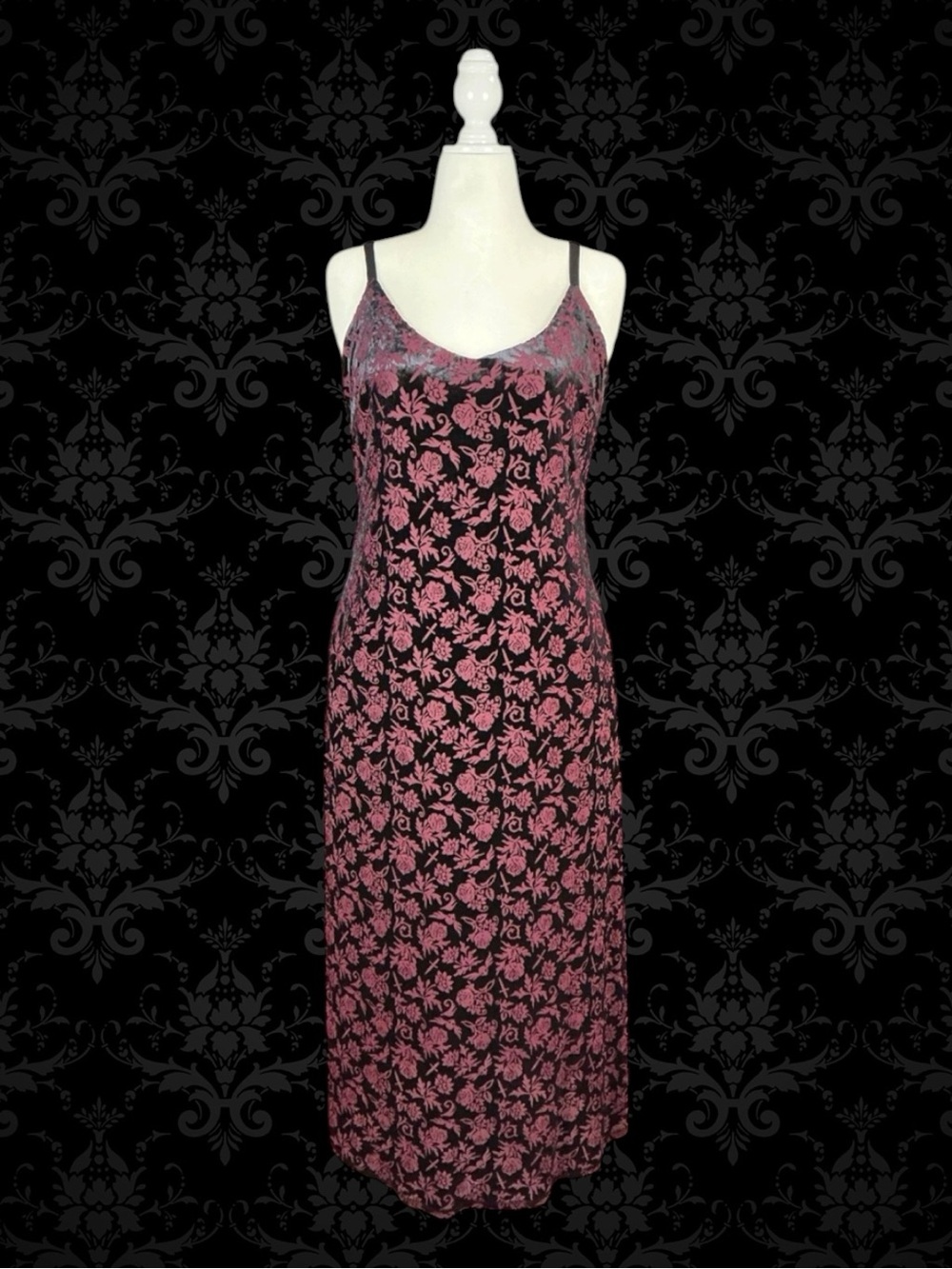 Hot Topic Social Collision Black & Red Goth Burnout Velvet Floral Skull Dress 1X